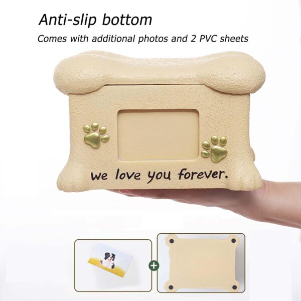 Resin Bone Shape Pet Urn Keepsake Ashes Box with Picture - Image 2