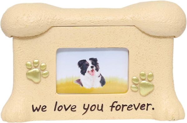 Resin Bone Shape Pet Urn Keepsake Ashes Box with Picture - Image 3