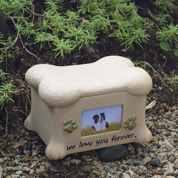 Resin Bone Shape Pet Urn Keepsake Ashes Box with Picture