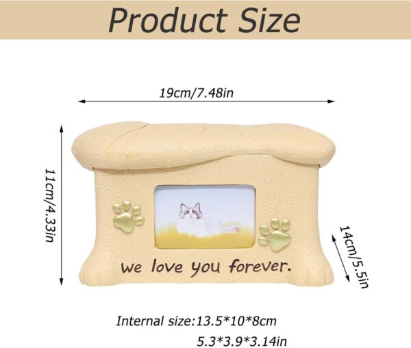 Resin Bone Shape Pet Urn Keepsake Ashes Box with Picture - Image 5