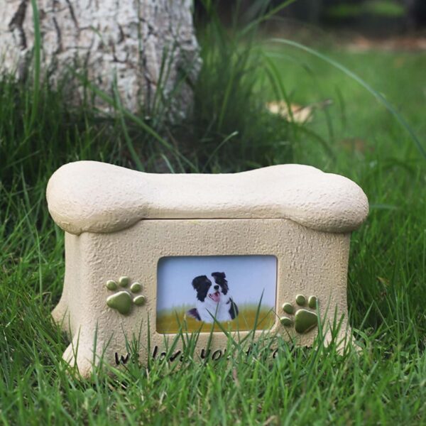 Resin Bone Shape Pet Urn Keepsake Ashes Box with Picture - Image 6