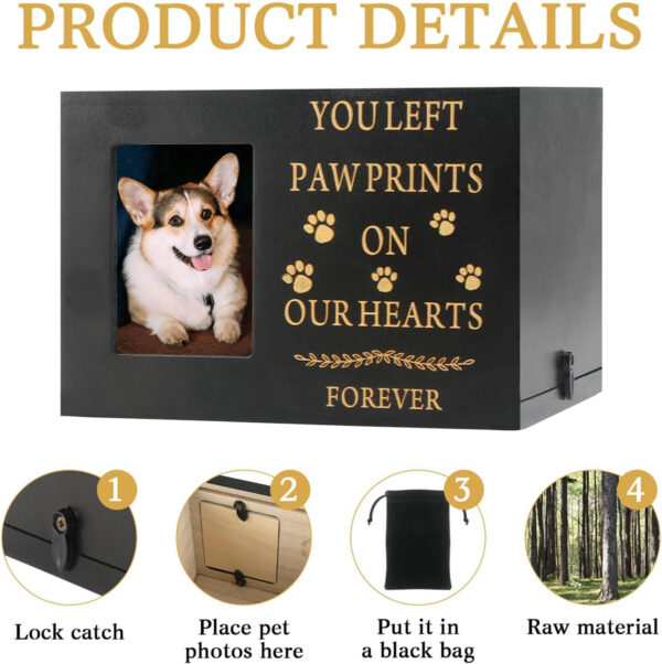 Wooden Dog Memorial Urns Pet Cremation Box - Image 2