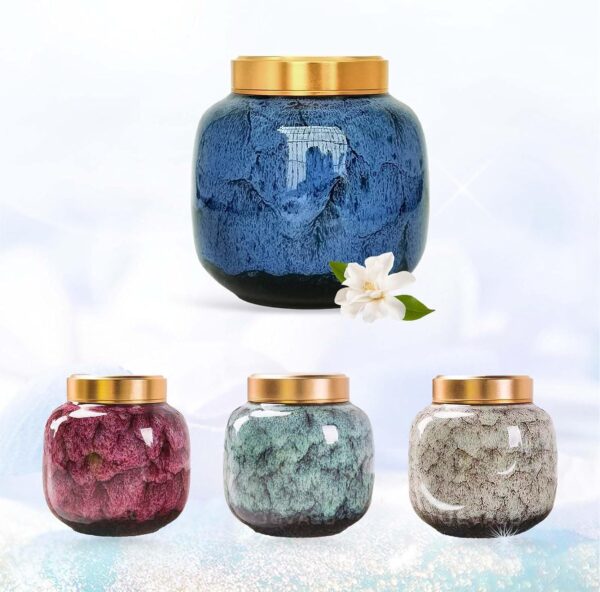 Blue Ceramic Decorative Funeral Mini Urn for The Pets Ashes