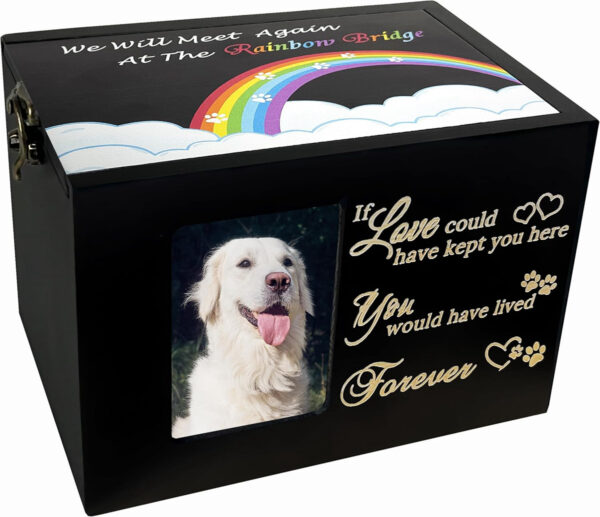 Wooden Ashes Cremation​ Box Rainbow Bridge Pet Urn - Image 2