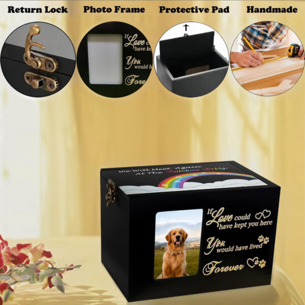 Wooden Ashes Cremation​ Box Rainbow Bridge Pet Urn - Image 5