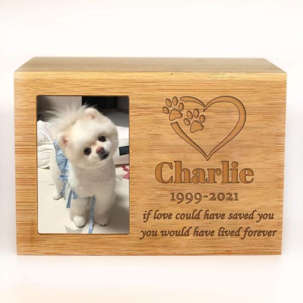 Wooden Memorial Keepsake Photo Pet Urns for Ashes