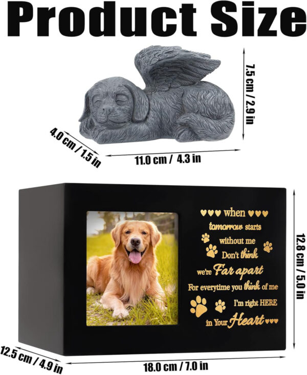 Large Wooden Pet Urns with Dog Angel - Image 3