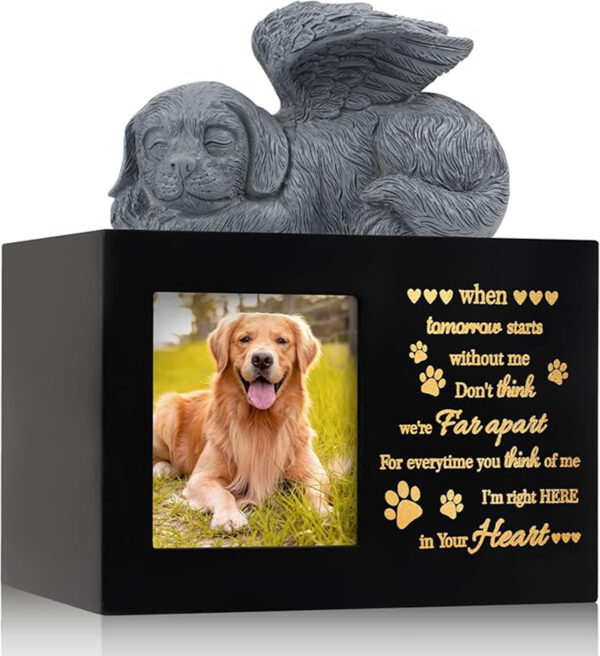 Large Wooden Pet Urns with Dog Angel - Image 4