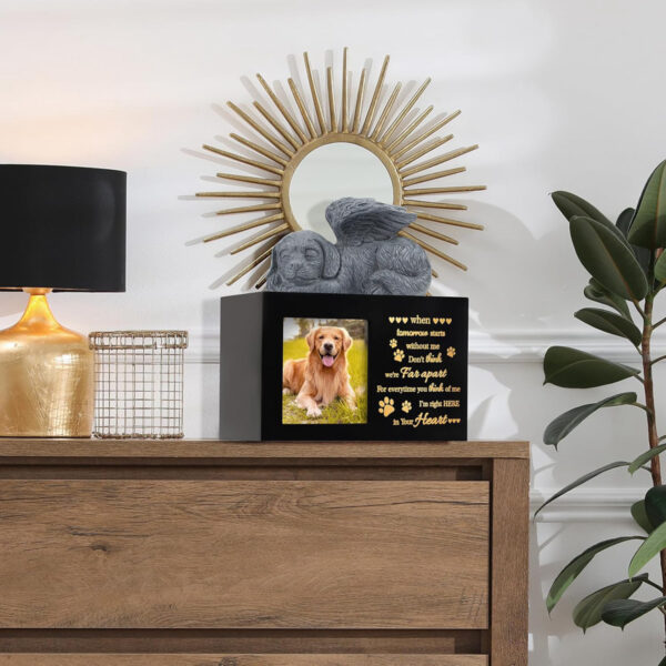 Large Wooden Pet Urns with Dog Angel - Image 5