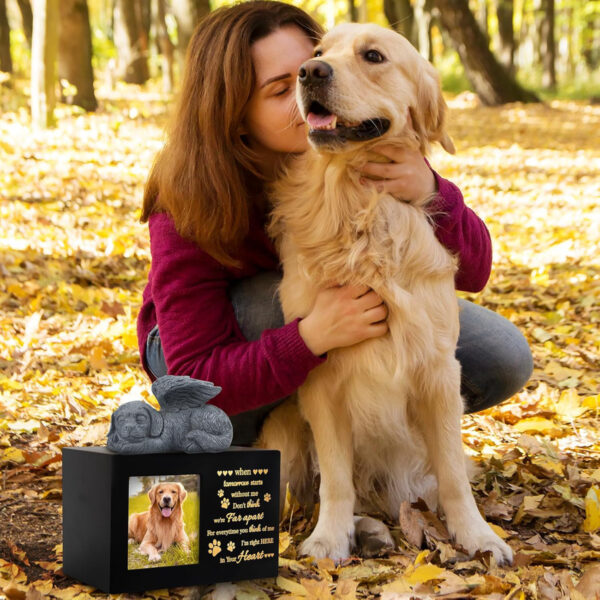 Large Wooden Pet Urns with Dog Angel - Image 6