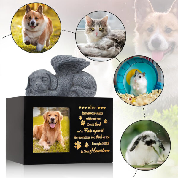 Large Wooden Pet Urns with Dog Angel - Image 7